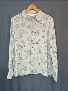 JH Collectibles Vintage Silk Blouse Size 8 Neutral Floral Button-up Luxury Chic - Picture 1 of 12