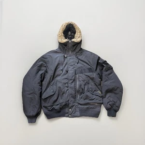 Polo Ralph Lauren Jacket Mens XL Black Canvas Duck Down Fur Parka Utility Puff - Picture 1 of 13
