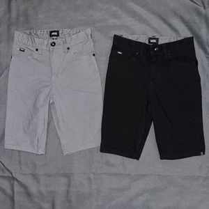 Vans Off The Wall Shorts Boys Size 8 Youth 2 Pair Black And Grey Skater Summer - Picture 1 of 10