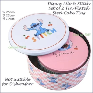 Disney Lilo & Stitch Cake Tins Set of 2 Tin Plated Steel Cake Tins NEW - Picture 1 of 24