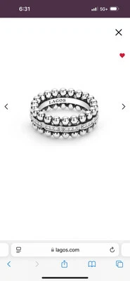 LAGOS Caviar Spark Diamond Beaded Band Stackable Ring Sterling Silver Size 7 - Image 1 of 4