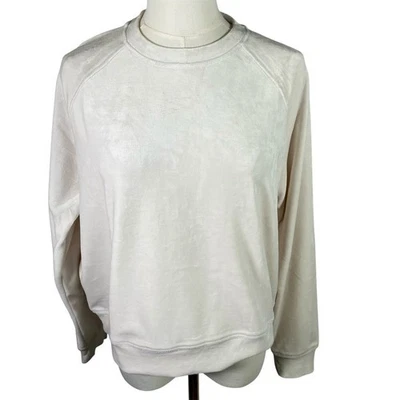 Lou & Grey Fluffy Marshmallow Velour Pullover Sweatshirt Women's Size S New $68 - Image 1 of 4