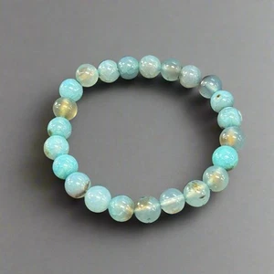 Armband 8 mm rund natürlicher blauer Achat - mit elastischem Innenband - Bild 1 von 1