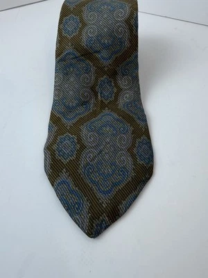 Corbata John Henry Para Hombre Verde/Azul Medallón Estampado 100% Seda Hecha en EE. UU. 3,5x56 Foto 1 de 4