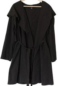 EILEEN FISHER wetterfeste Baumwoll Nylon KAPUZENJACKE Regenmantel Gr. L schwarz - Bild 1 von 5