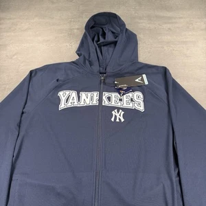 New York Yankees Hoodie Adult Extra Large XL Blue Full Zip Up FLAW MLB Baseball - Picture 1 of 10