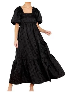Crosby by Mollie Burch Venita Aspen Lady Day Maxi Dress Dancing Hearts Sz S Blk - Picture 1 of 18