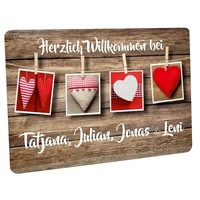 Fussmatte mit Namen -  Herzlich Willkommen bei ... Herzmotive - Bild 1 von 4
