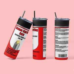 starting fluid 20 ounce tumbler funny sarcastic humor travel mug cup gift cute - Picture 1 of 7