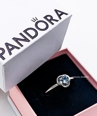 New 100% Authentic PANDORA 925 March Aqua Blue Eternity Circle Ring 192993C03 - Image 1 of 4