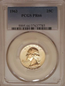 1963 PCGS PR-66 Washington quarter GEM proof 90% silver Interesting toning - Picture 1 of 11