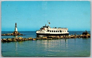Vtg Massachusetts MA Island Queen Entering Oaks Bluffs Harbor Falmouth Postcard - Picture 1 of 2