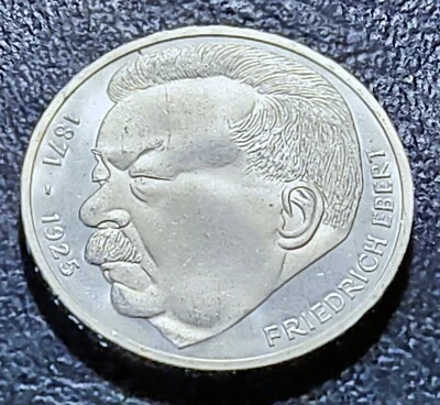 Moneda conmemorativa de plata de 5 marcos "J" Alemania 1975 - Friedrich Ebert KM#141 B.U. Foto 1 de 3