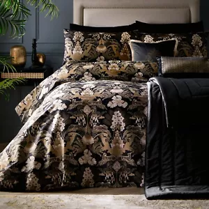 LLB Suburban Jungle Cats Duvet Quilt Cover Designer Bedding Set Black Gold King - Picture 1 of 9
