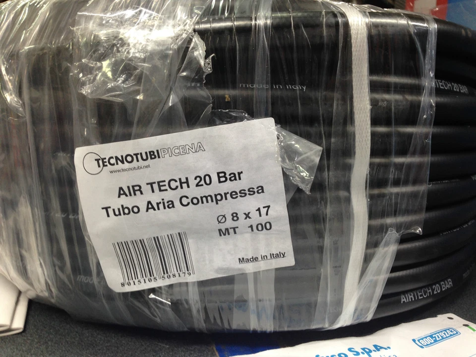 TUBO ARIA COMPRESSA Ø 8 X 17 MM   20 BAR  1 MT COMPRESSORE MECCANICO AUTO GOMME - Immagine 1 di 1