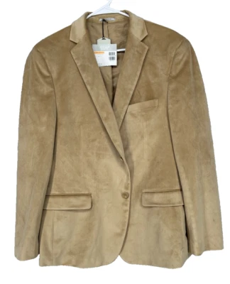 ALFANI Sport  Coat Velvet Size 44R Tan Camel Solid Slim Fit Jacket NWOT - Image 1 of 4