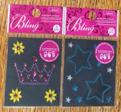 Lote de 2 pegatinas Jolees Bling corona y estrellas gemas princesa príncipe rey Foto 1 de 4