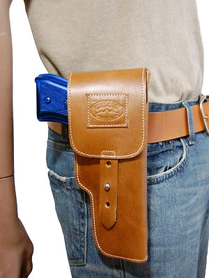 New Barsony Tan Leather Flap Gun Holster Norinco Kimber Llama Full Size 9mm 40 - Image 1 of 4
