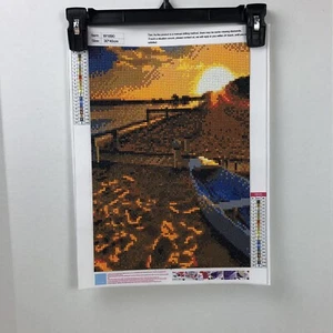 5D DIAMOND PAINTING- Beach Sunset - COMPLETED- Round Full Drill - Unframed Decor - Picture 1 of 9