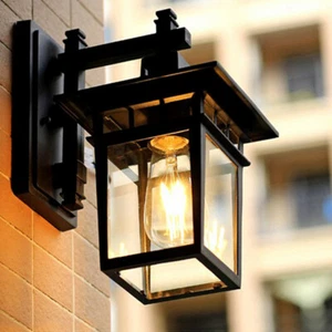 Outdoor Wall Sconce Black Wall Lights Garden Glass Wall Lamp Home Wall Lighting - Picture 1 of 9