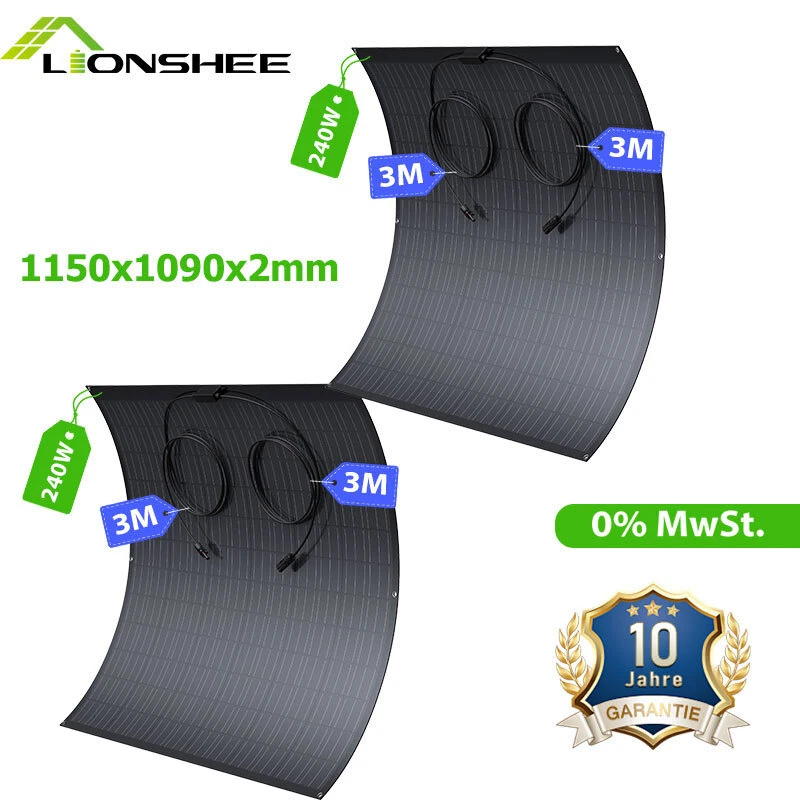 LIONSHEE 480W Flexibles Solarmodule | 2* 240W Solarpanel für Wohnmobil Balkonkraftwerk 0%