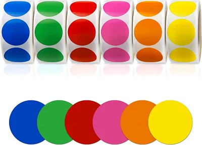 3000 Pieces 1 Inch round Removable Color-Code Dot Stickers Circle Dots Stickers