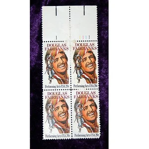Mixed Lot 1976 Postcard 4 Cent Stamp & Block of 20 C Douglas Fairbanks Stamps - Picture 1 of 4