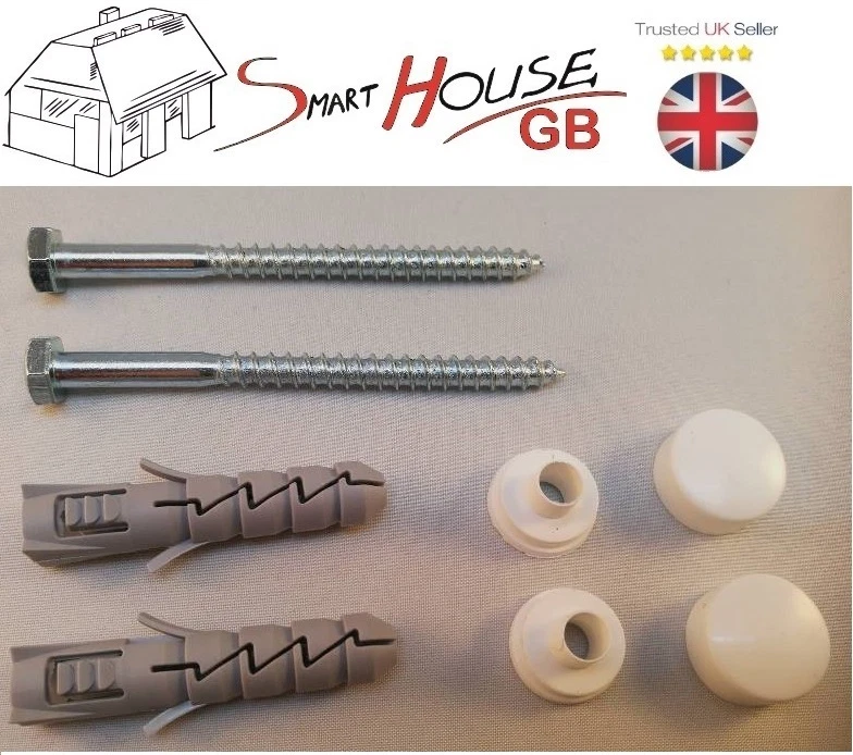 WC TOILET PAN BIDET FIXING KIT SET SCREWS PLUG WASHER WHITE CAP