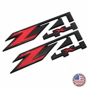 2x GMC Sierra z71 4X4 Fender Front Door Logo Badge Emblem Nameplate Black Red - Picture 1 of 6
