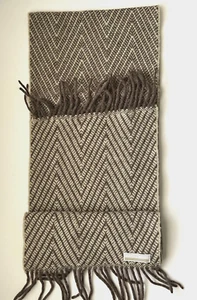 Perry Ellis Wool Knit Scarf with Fringe, Taupe, 60" x 10" - Picture 1 of 4