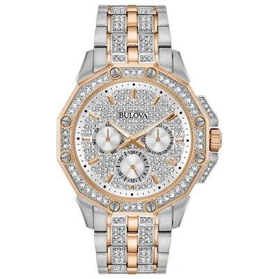 Bulova Men's Octava Crystal Accent Chronograph Silver Quartz Watch 41MM 98C133 - Image 1 of 4