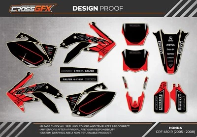 2005 2006 2007 2008 CRF 450 R Graphics Kit HONDA CRF450R 450R Decals Sticker MX Foto 1 de 4