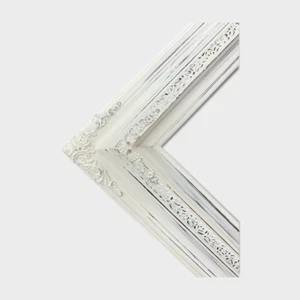24 x 36 In stock-Traditional compo ornate wood frame, distressed white, white - Picture 1 of 11