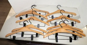 LOT OF TEN (10) HIGH QUALITY DOVE TAIL WOODEN HANGERS WITH CLIPS - Picture 1 of 9