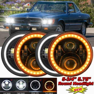 Fit Mercedes-Benz 380SL 450SL 560SL 4PCS 5.75" Round LED Headlights Hi/Lo Beam - Picture 1 of 9