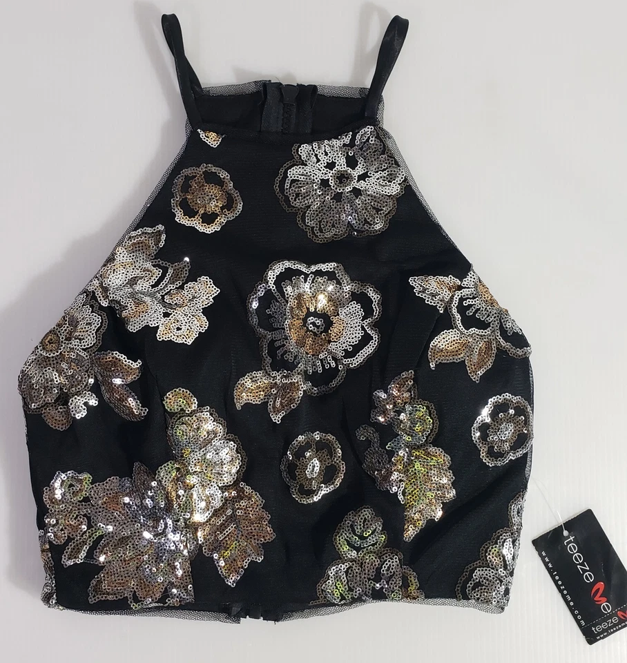 TEEZE Me Womens Sequins Halter BLMU 5 - Juniors