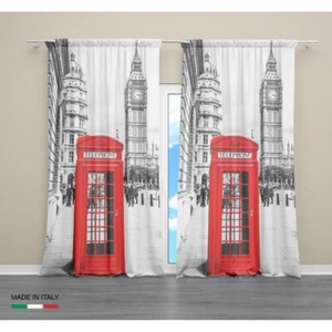 TENDA LONDRA inglese TELEPHONE cm.160X300 confezionata MADE in ITALY misto lino - Foto 1 di 8