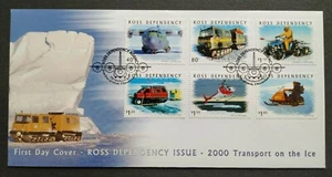 2000 New Zealand Ross Dependency Transport On Ice Helicopter Truck 6v Stamps FDC - Picture 1 of 2
