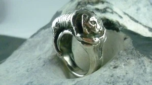 Ring sehr massiv Raubkatze 925er Sterling Silber Ringgröße 60 - Picture 1 of 6