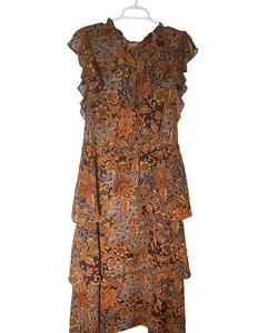 Julia Jordan Floral Tiered Flutter Sleeve Midi Women's Dress Size 14 - Picture 1 of 4