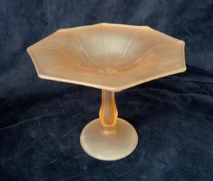 De colección Rosa Vidrio Satinado Años 1940 Pedestal Compote Caramelo Plato Octágono - Imagen 1 de 6