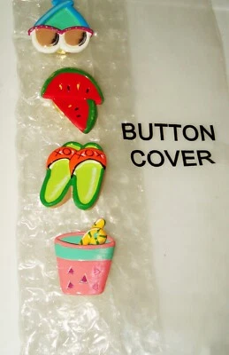 From HSN made for Story Book Knit Clothing -Set Of 3 Button Covers  - Beach - Image 1 of 3
