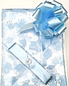 ShredAstic ® New Baby Boy Florist Cellophane wrap- Blue pull bow - Picture 1 of 3