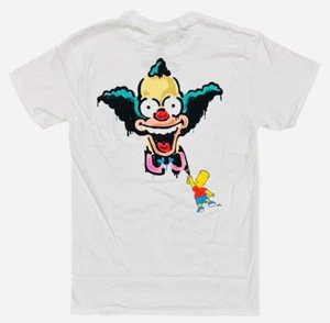 The Simpsons Men's T-Shirt Bart Graffiti Krusty The Clown Short Sleeve White Tee - Picture 1 of 2