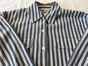 Joanna Women Gray Stripe Long Sleeve Top Blouse Size Small - Picture 1 of 5