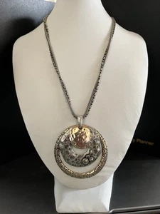 Laura Ashley Ring Gold, Silver, Bronze Pendant Necklace, Rhinestone 17”-21” - Picture 1 of 7