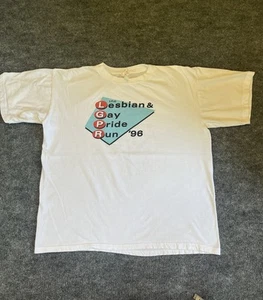 Vintage 1996 The Lesbian And Gay Pride Run New York City Tee Shirt White Size XL - Picture 1 of 11