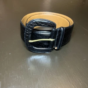 Lauren Ralph Lauren, braun geprägtes Kroko Muster italienisches Leder 2" mit Gürtel Gr. S - Bild 1 von 10