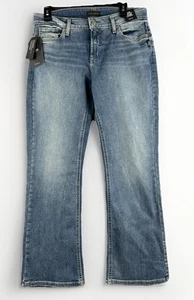 Silver Jeans Damen 30 x 29 blau Elyse Slim Boot Denim kurvige Passform mittelhoher Bund neu mit Etikett - Bild 1 von 11