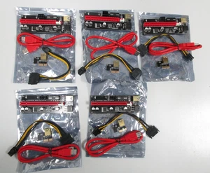 5x PCi-Express16x Riserboards mit USB3 6Pin Strom Ver0009S neuwertig unbenutzt - Afbeelding 1 van 12